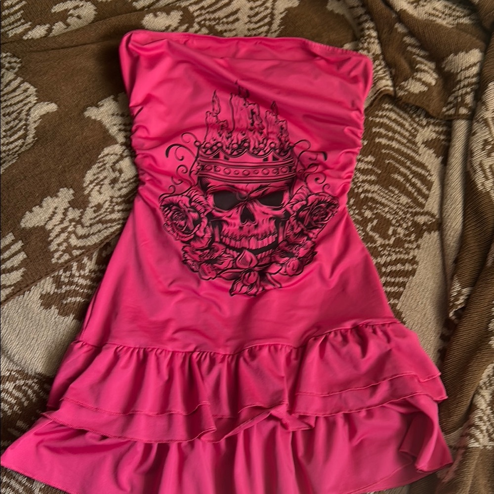 Vintage Hot Pink Y2K Mini Dress Drop Waist